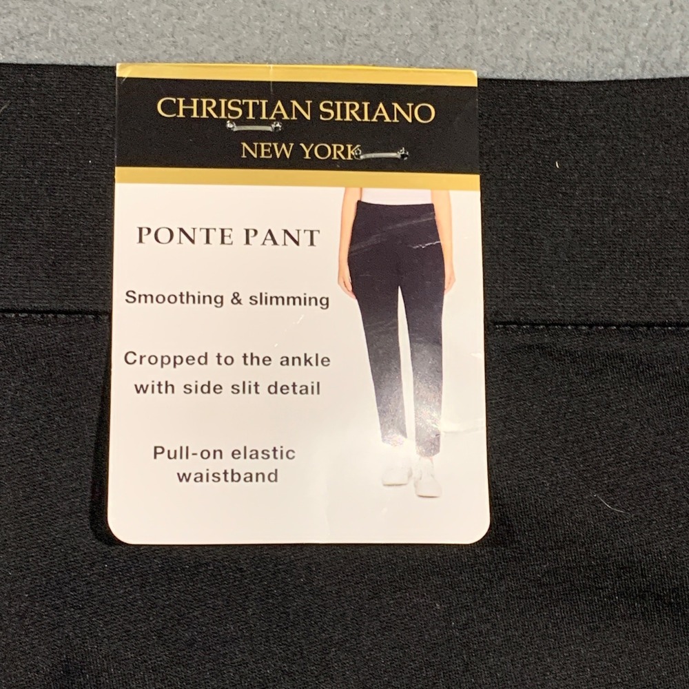 Christian Siriano Ponte Pant Women Medium Black Cropped Elastic Waist Slim Work